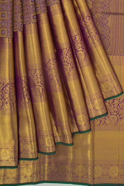 Kanchipuram Silk Brocade Purple Saree
