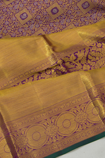 Kanchipuram Silk Brocade Purple Saree