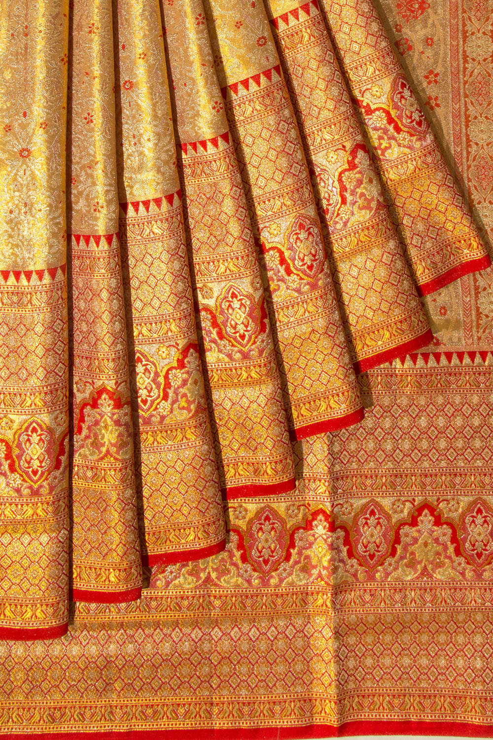 Kanchipuram Silk Tissue Brocade Gold Saree