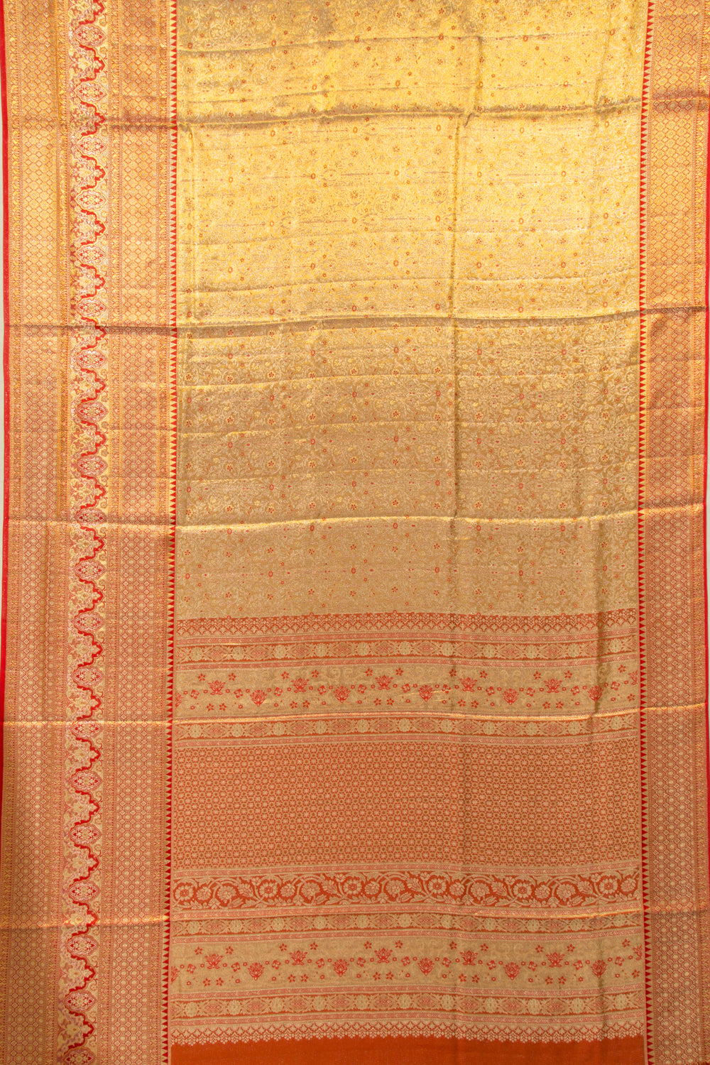 Taranga Kanchi Silk Tissue Brocade Gold Saree
