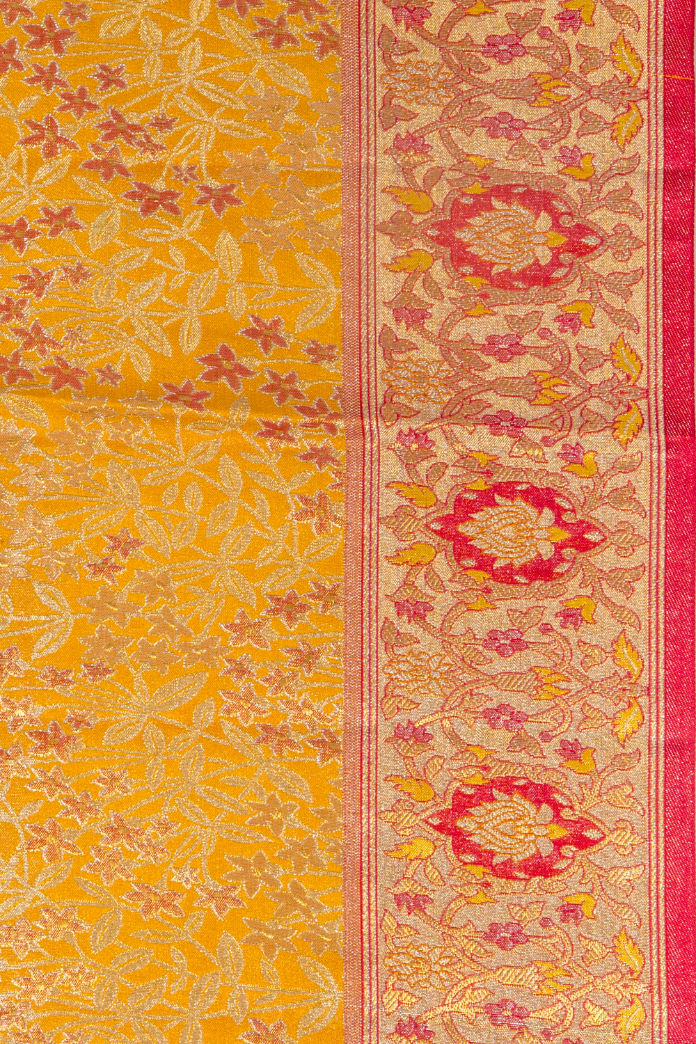 Kanchipuram Silk Tissue Brocade Yellow Saree