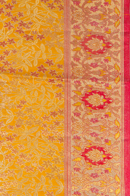 Kanchipuram Silk Tissue Brocade Yellow Saree