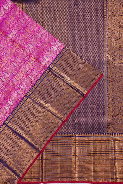 Kanchipuram Silk Brocade Pink Saree