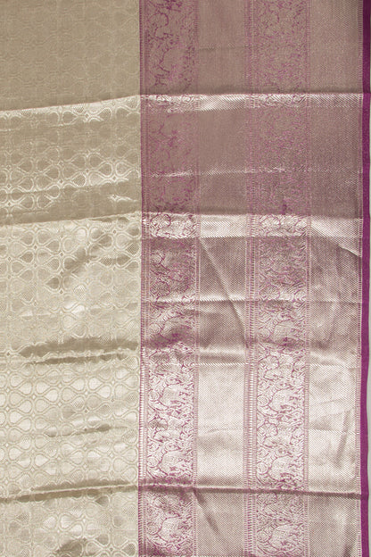 Taranga Kanchi Silk Tissue Brocade Silver Saree