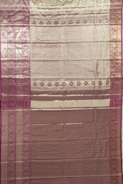 Taranga Kanchi Silk Tissue Brocade Silver Saree