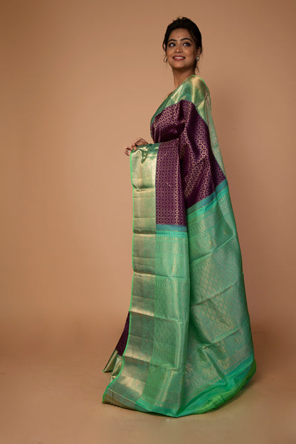 Taranga Kanchi Silk Brocade Violet Saree
