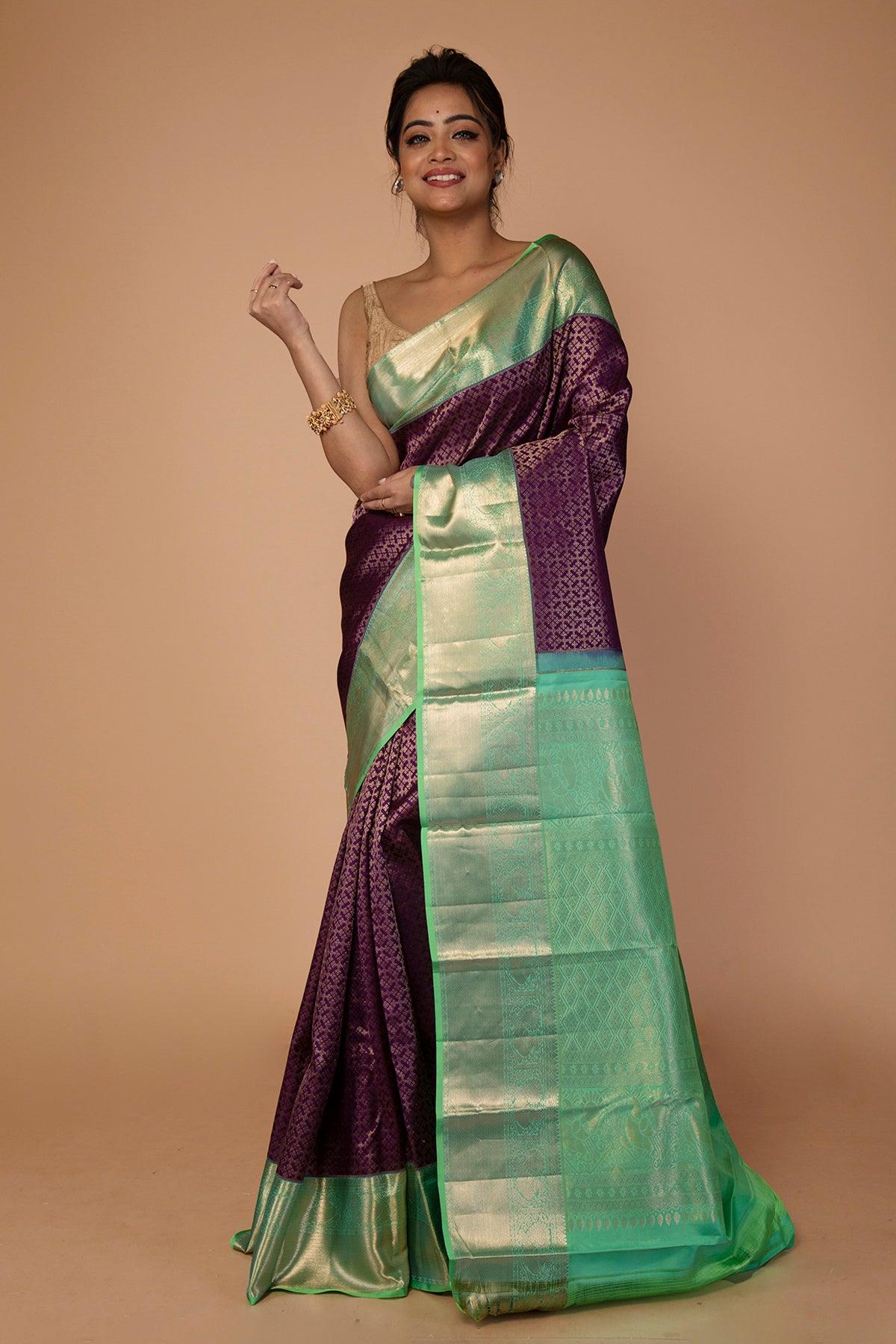 Taranga Kanchi Silk Brocade Violet Saree