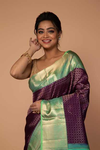 Taranga Kanchi Silk Brocade Violet Saree