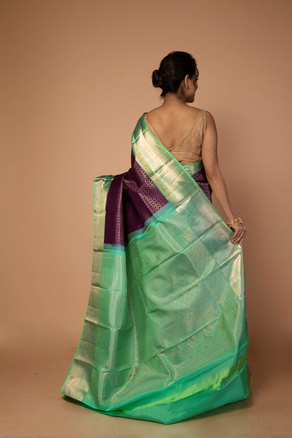 Taranga Kanchi Silk Brocade Violet Saree