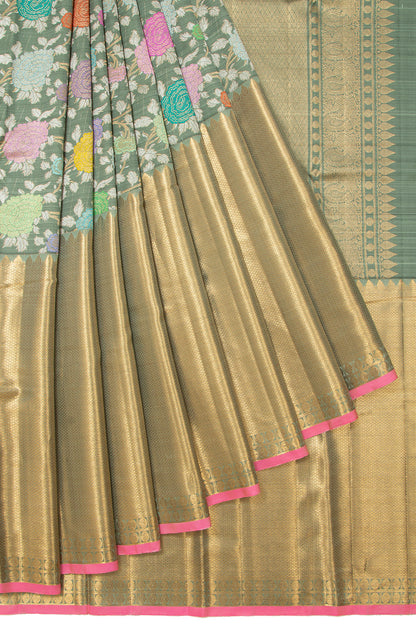 Kanchipuram Silk Jaal Sage Green Saree