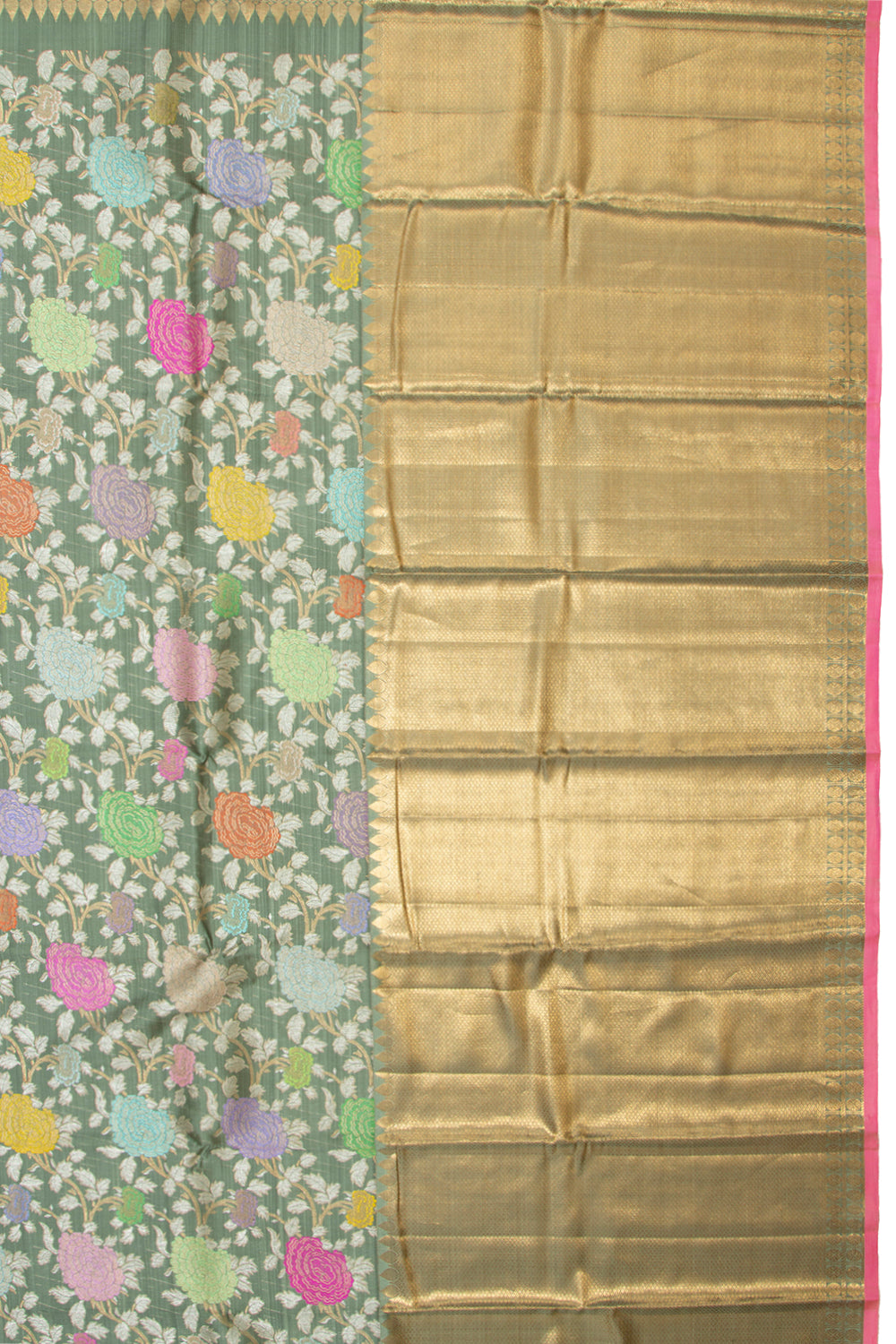Kanchipuram Silk Jaal Sage Green Saree