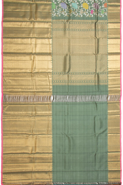 Kanchipuram Silk Jaal Sage Green Saree