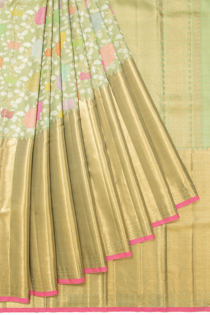 Kanchipuram Silk Jaal Green Saree