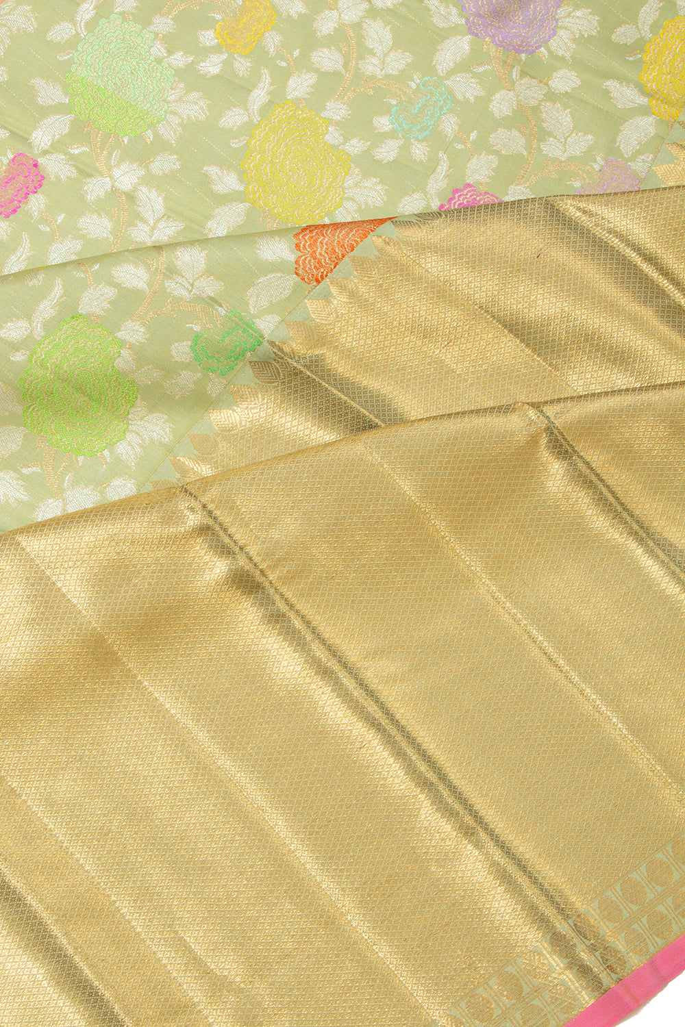 Kanchipuram Silk Jaal Green Saree