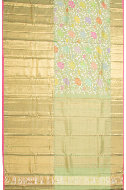 Kanchipuram Silk Jaal Green Saree