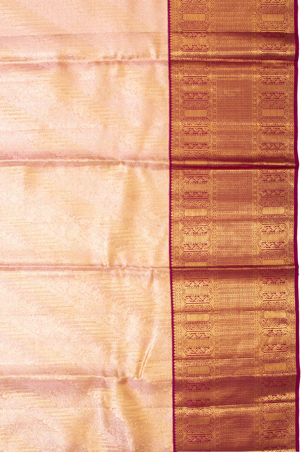 Kanchipuram Silk Tissue Brocade Peach Saree
