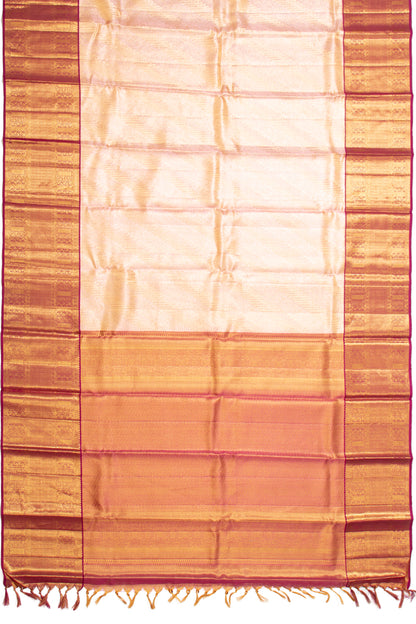 Kanchipuram Silk Tissue Brocade Peach Saree