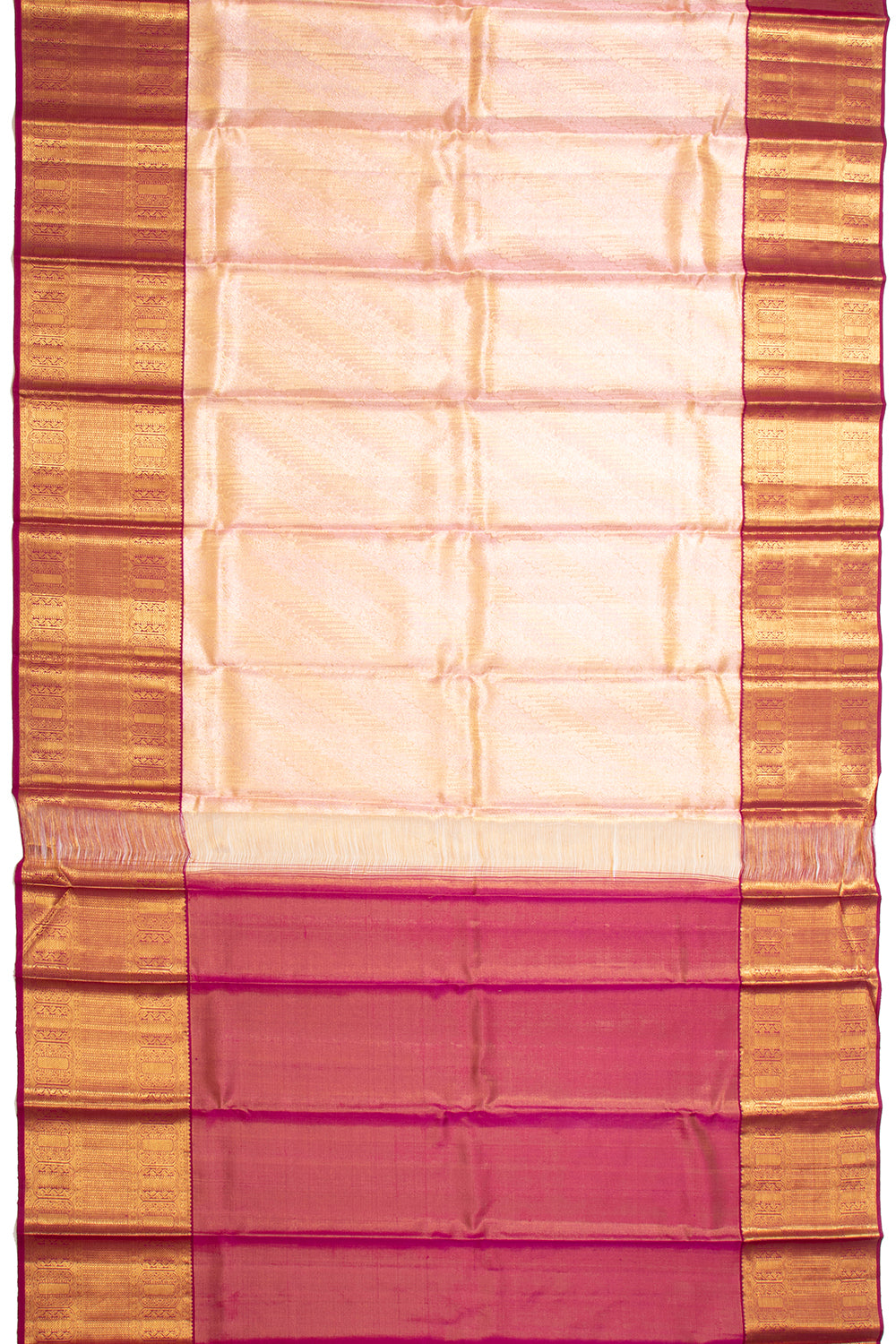 Kanchipuram Silk Tissue Brocade Peach Saree