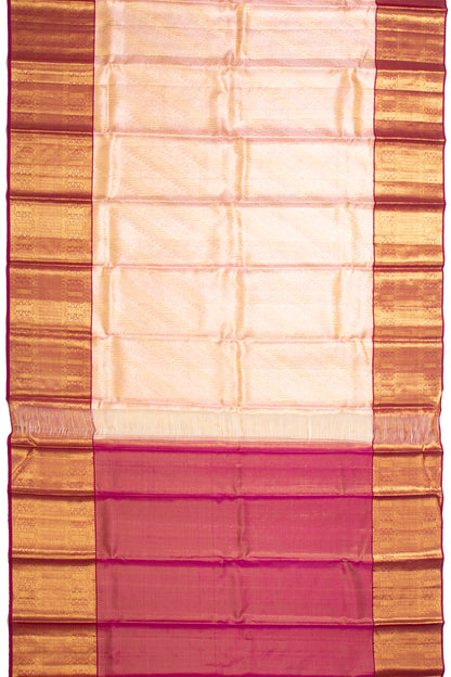 Kanchipuram Silk Tissue Brocade Peach Saree