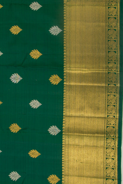 Kanchipuram Silk Butta Dark Green Saree