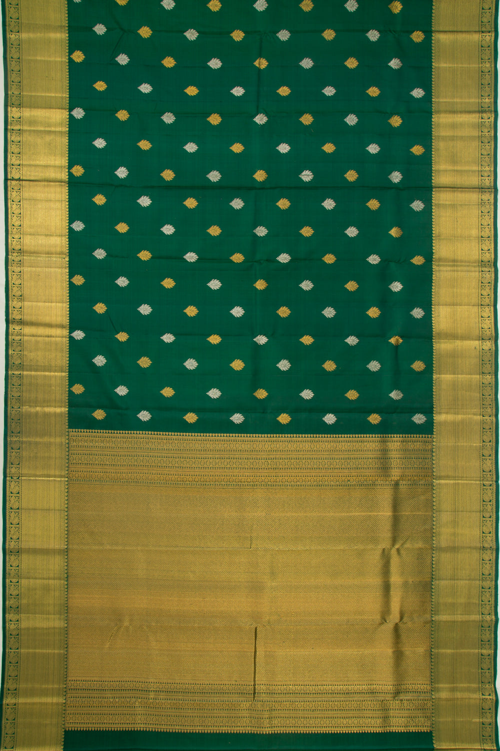 Kanchipuram Silk Butta Dark Green Saree
