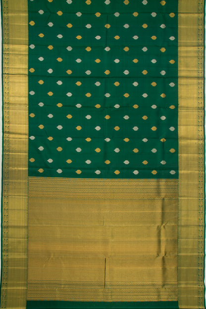 Kanchipuram Silk Butta Dark Green Saree