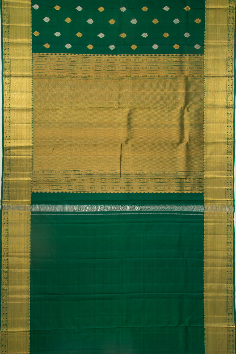 Kanchipuram Silk Butta Dark Green Saree