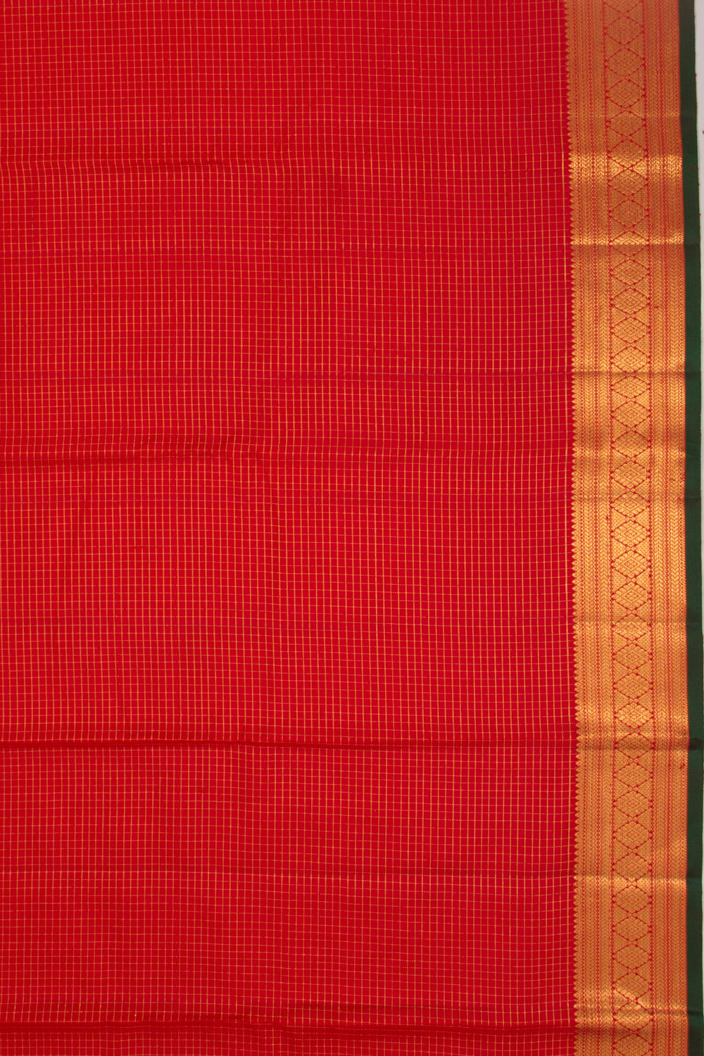 Kanchipuram Silk Checks Red Saree