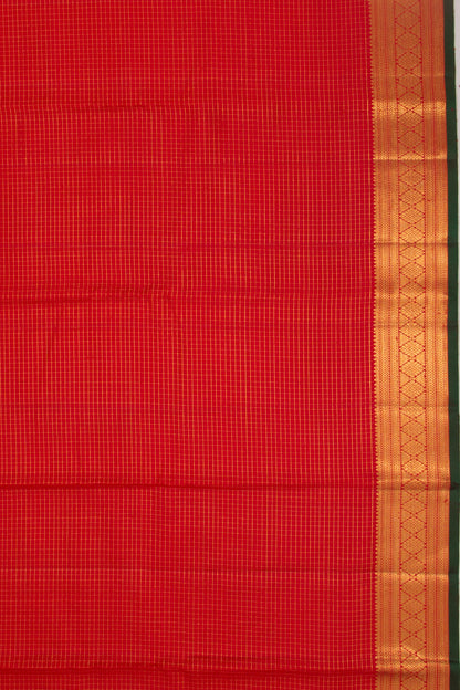 Kanchipuram Silk Checks Red Saree