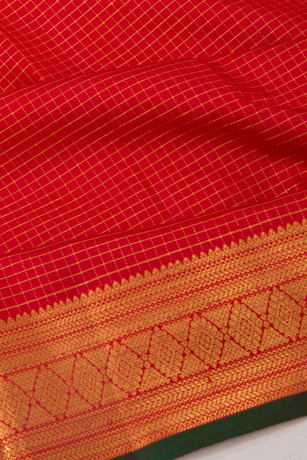 Kanchipuram Silk Checks Red Saree
