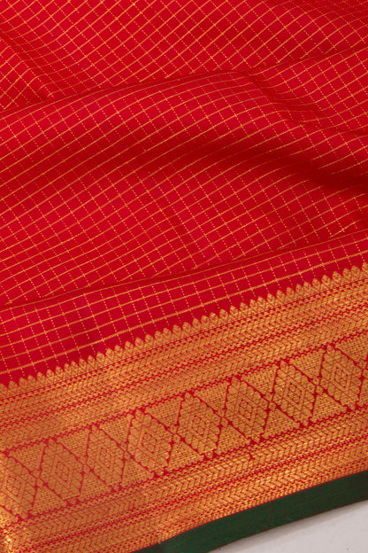 Kanchipuram Silk Checks Red Saree