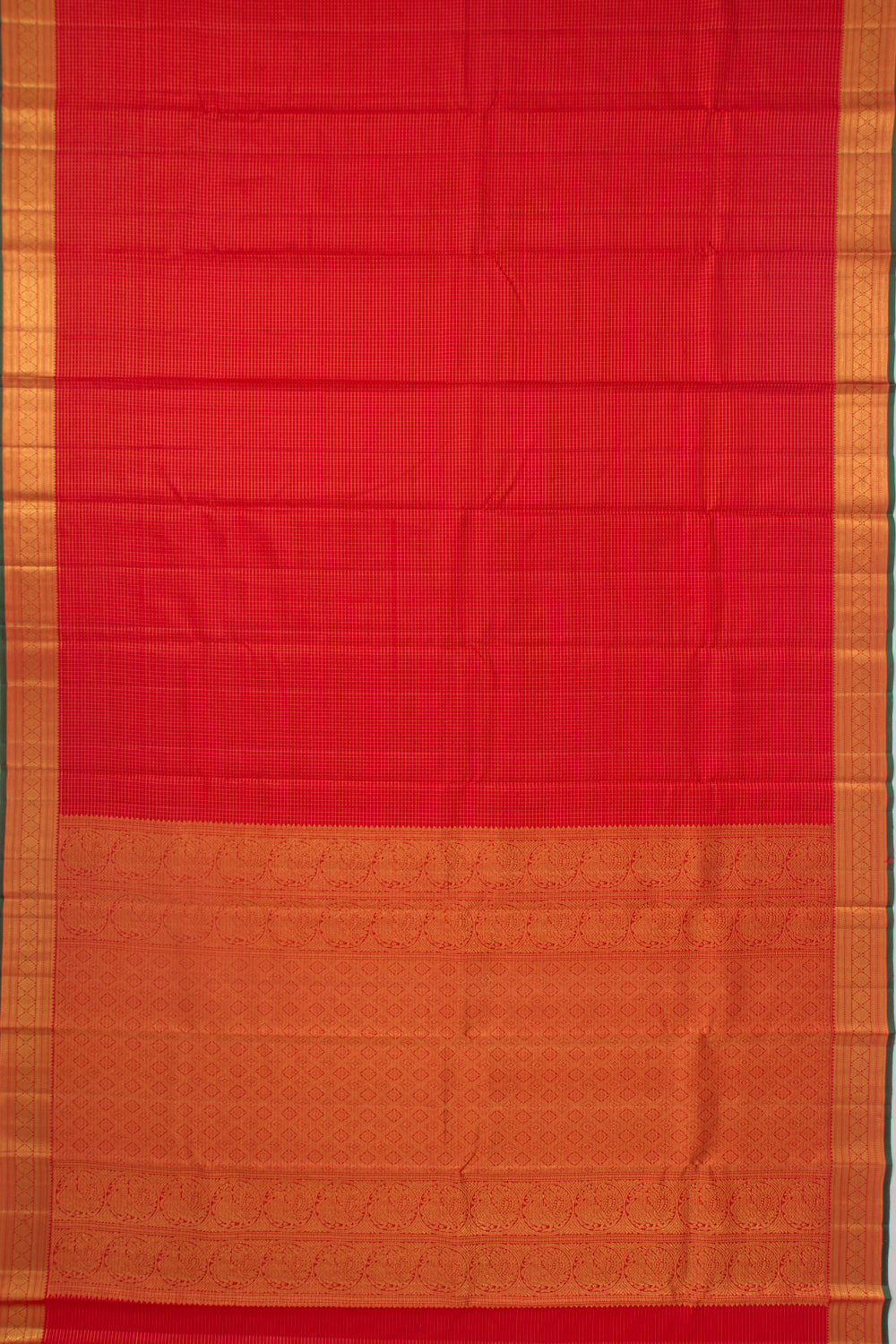 Kanchipuram Silk Checks Red Saree