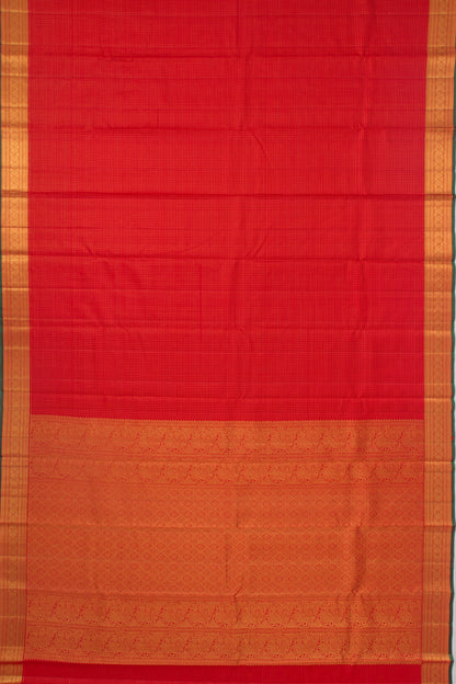 Kanchipuram Silk Checks Red Saree