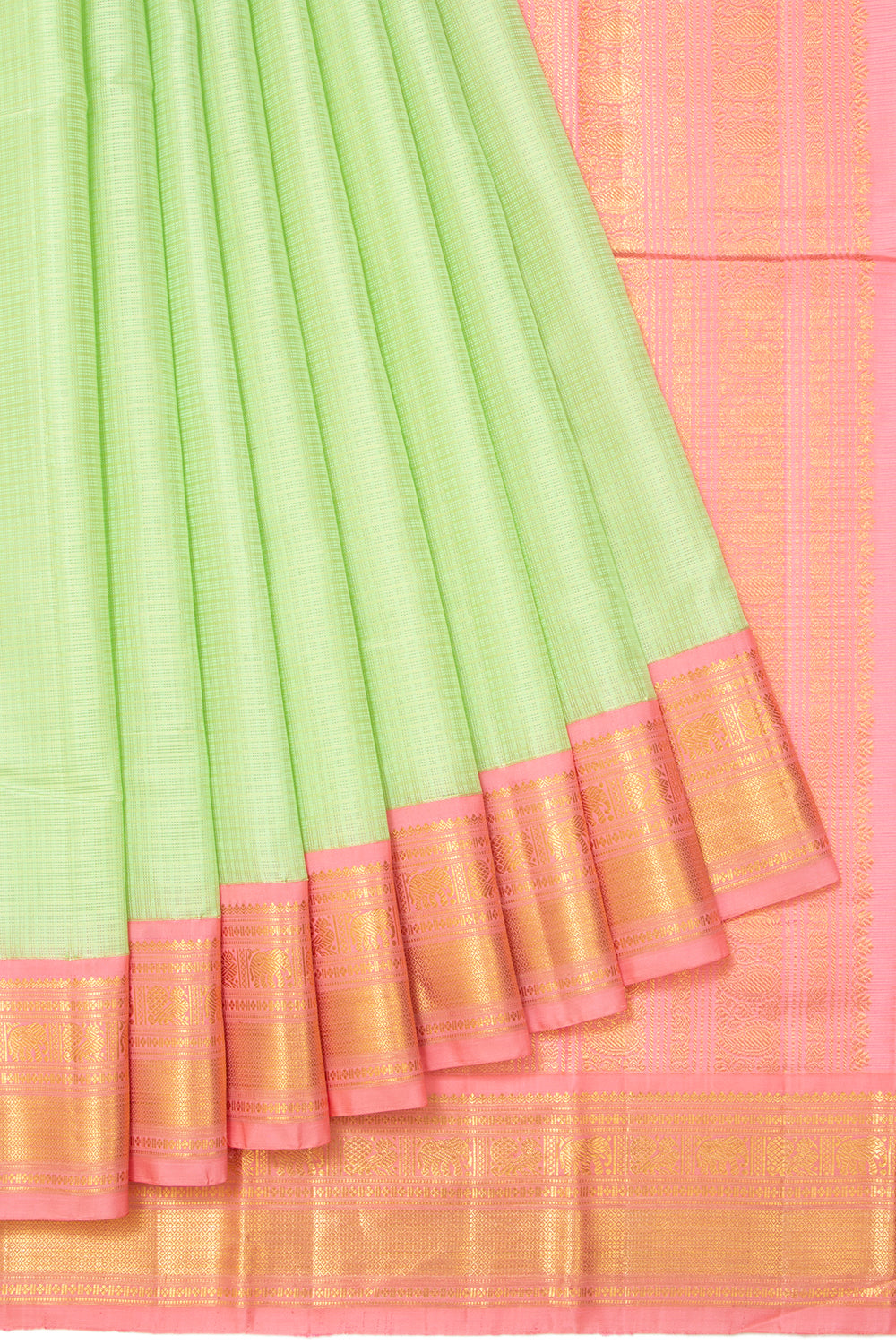 Kanchipuram Silk Checks Pista Green Saree