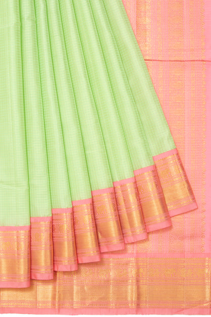 Kanchipuram Silk Checks Pista Green Saree