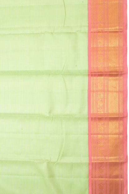 Kanchipuram Silk Checks Pista Green Saree