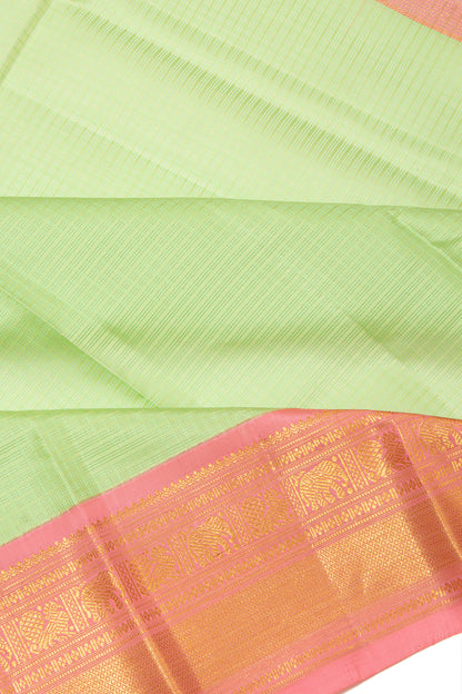 Kanchipuram Silk Checks Pista Green Saree