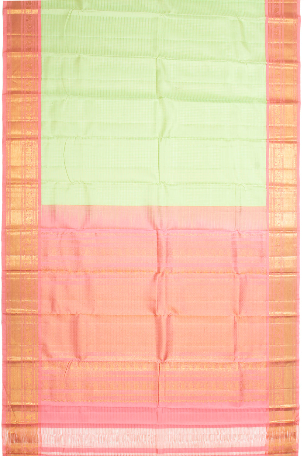 Kanchipuram Silk Checks Pista Green Saree