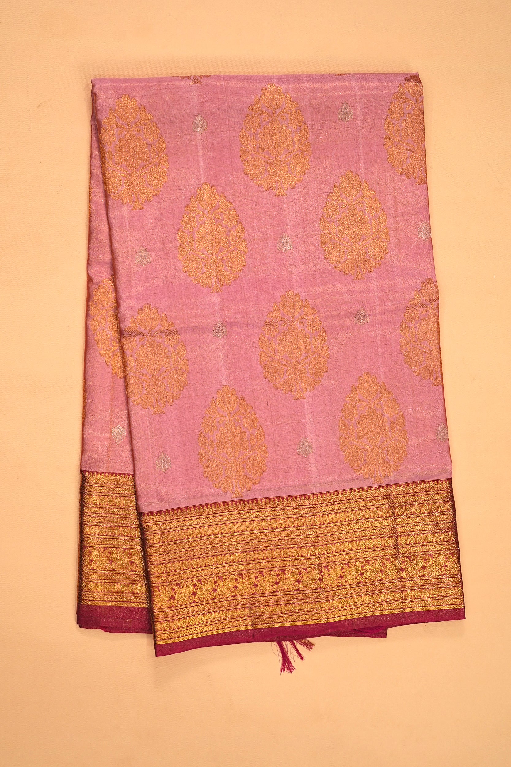 Kanchipuram Silk Tissue Butta Pink Saree