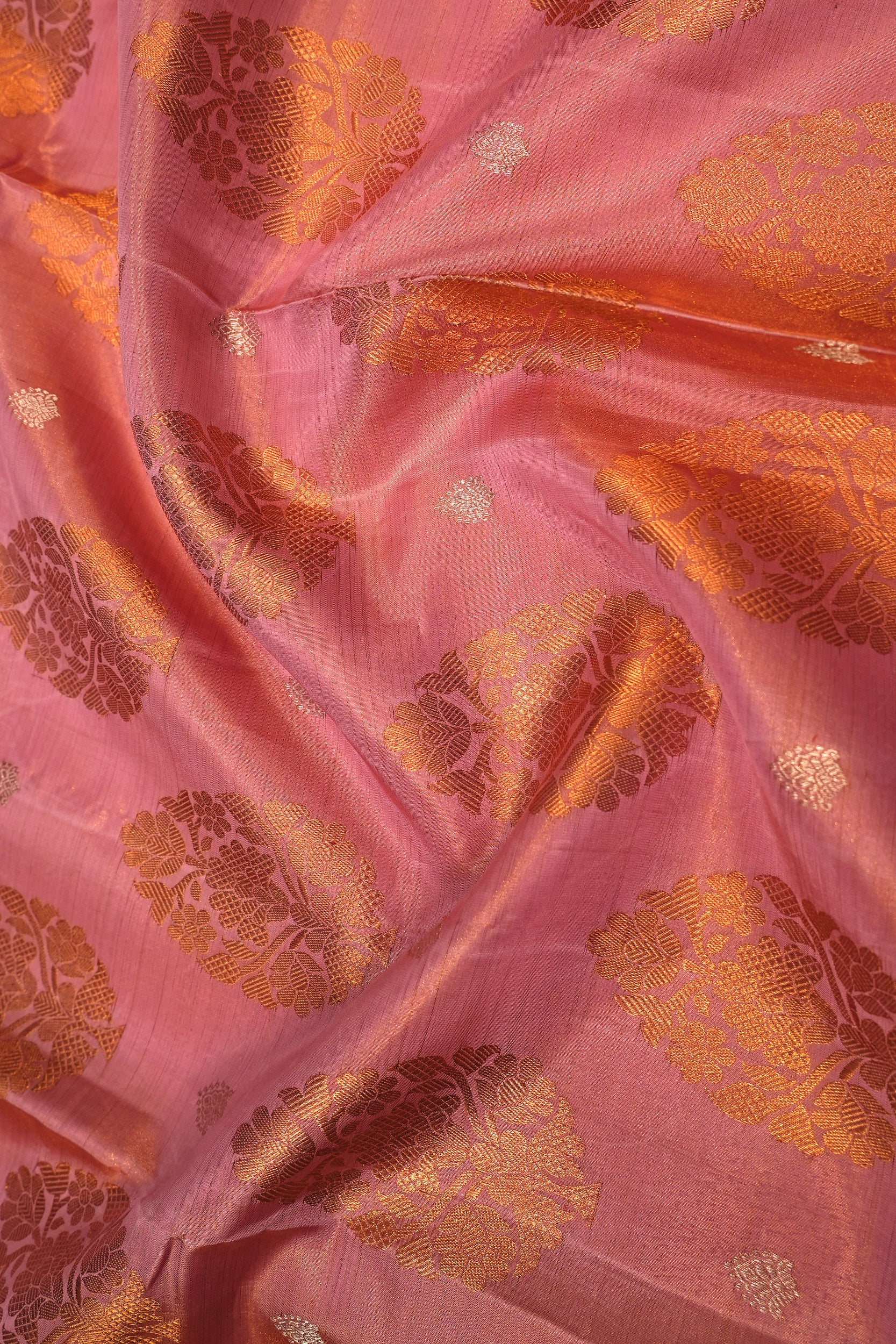 Kanchipuram Silk Tissue Butta Pink Saree