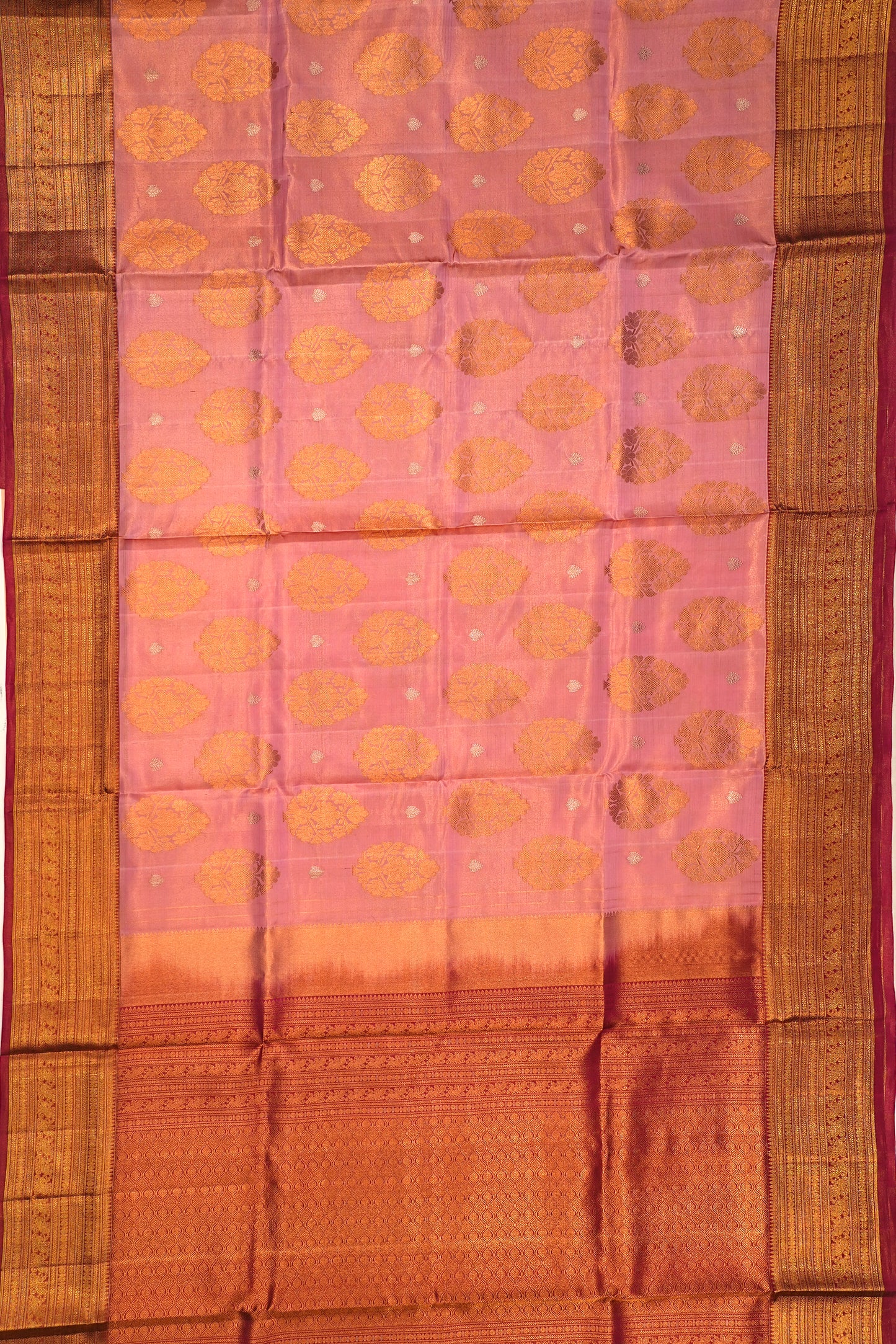 Kanchipuram Silk Tissue Butta Pink Saree