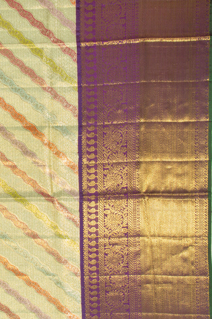 Kanchipuram Silk Tissue Rangkat Inspired Brocade Pastel Green Saree