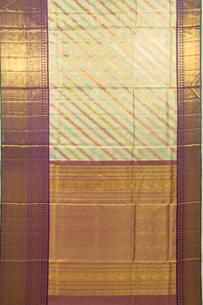 Kanchipuram Silk Tissue Rangkat Inspired Brocade Pastel Green Saree