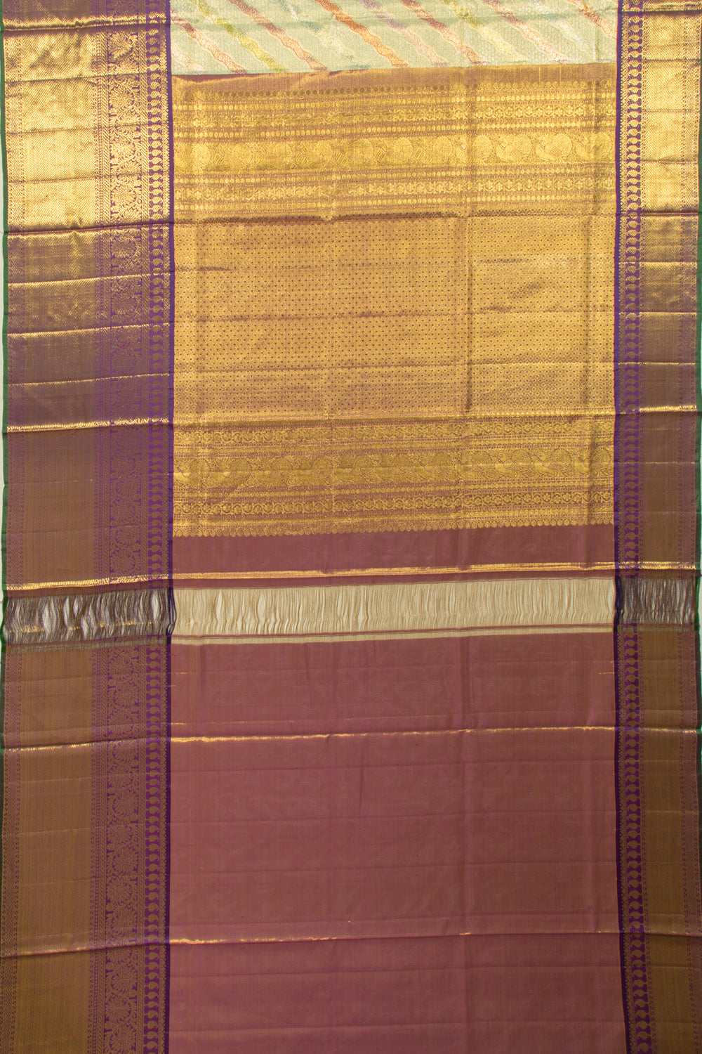 Kanchipuram Silk Tissue Rangkat Inspired Brocade Pastel Green Saree