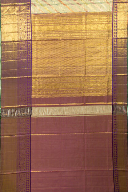 Kanchipuram Silk Tissue Rangkat Inspired Brocade Pastel Green Saree
