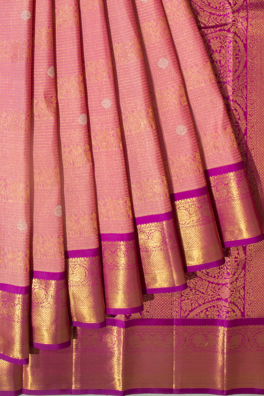 Kanchipuram Silk Brocade Pink Saree