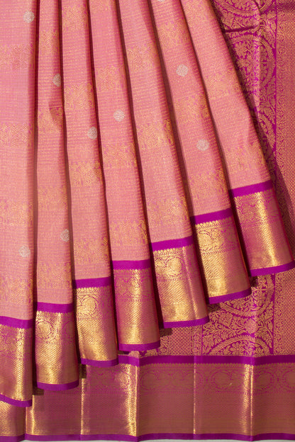 Kanchipuram Silk Brocade Pink Saree
