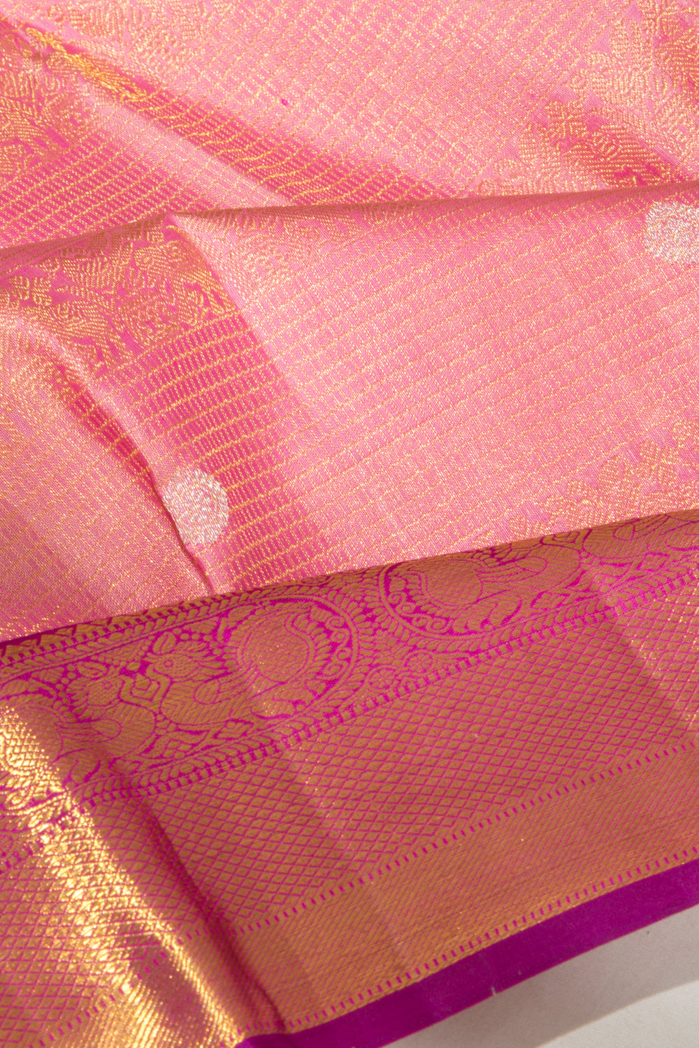 Kanchipuram Silk Brocade Pink Saree