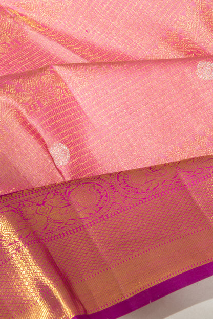 Kanchipuram Silk Brocade Pink Saree