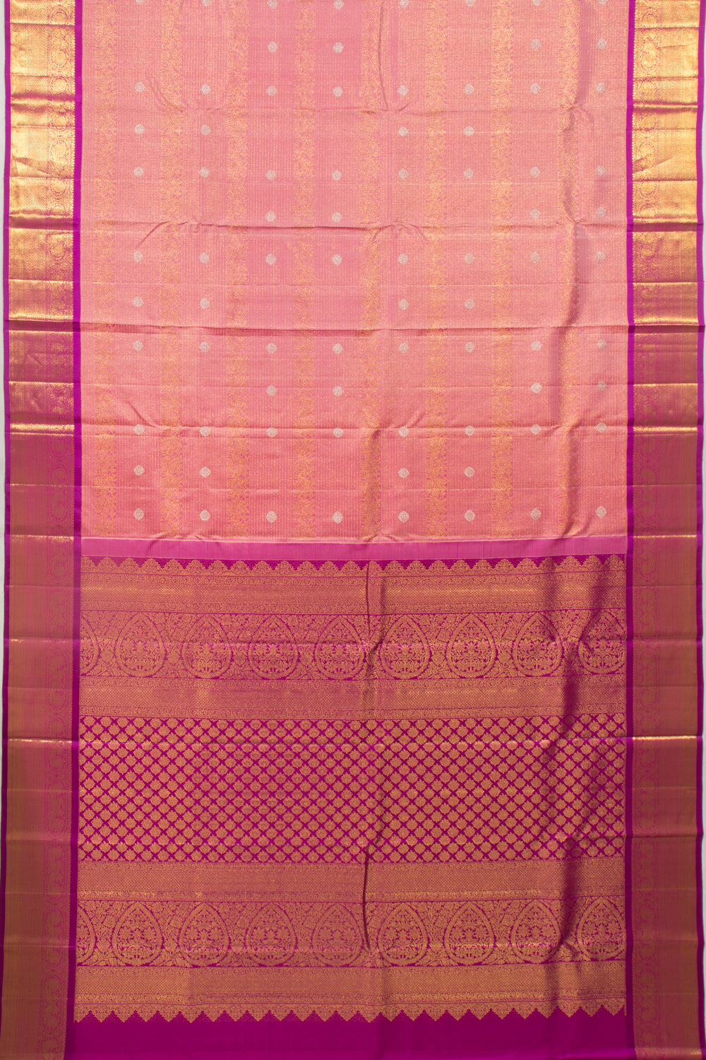 Kanchipuram Silk Brocade Pink Saree